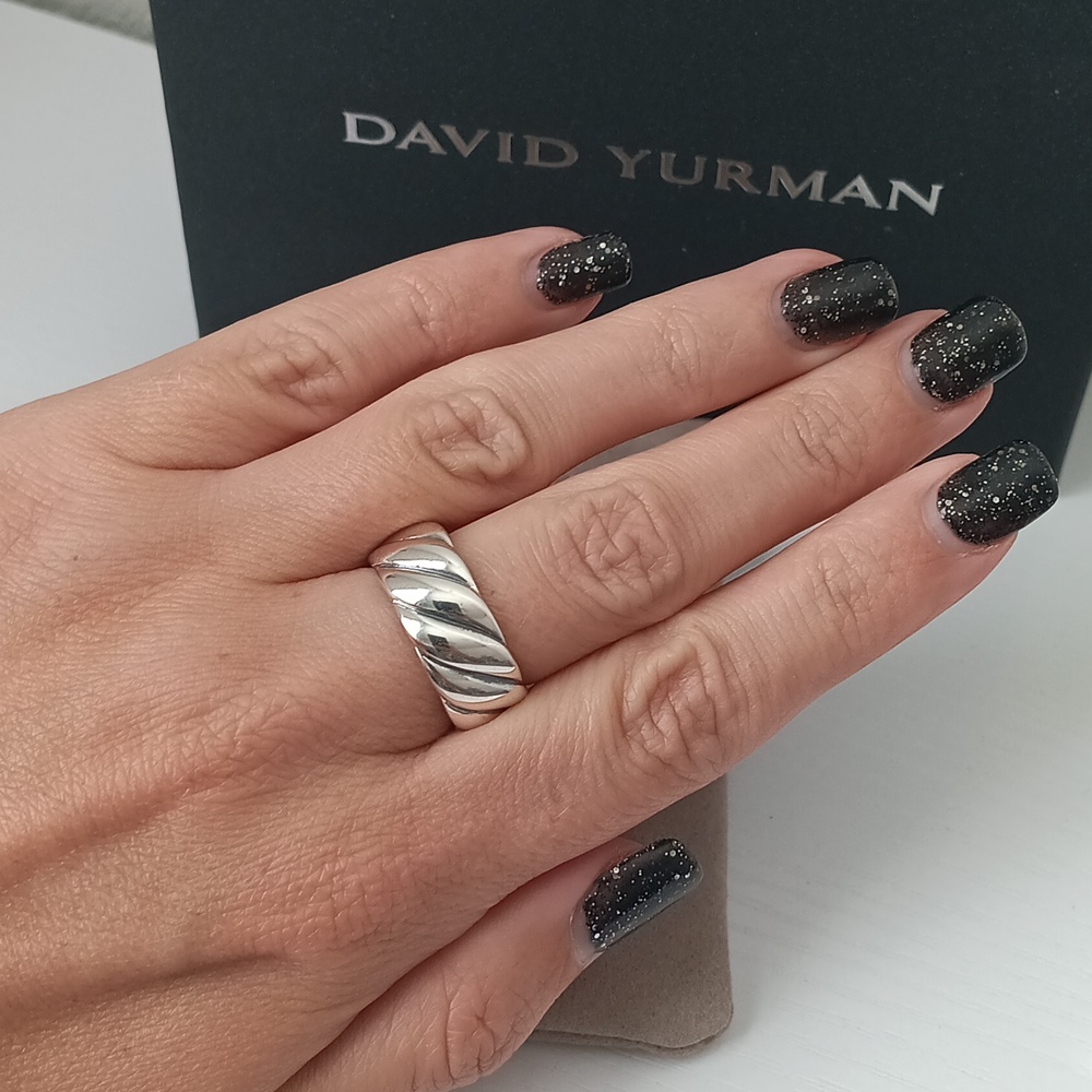 David Yurman Sterling Silver 9mm Cable Sculpted Ring Size 6US